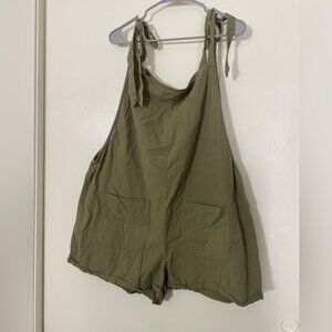 SHEIN 3XL Green Tie Romper with Pockets